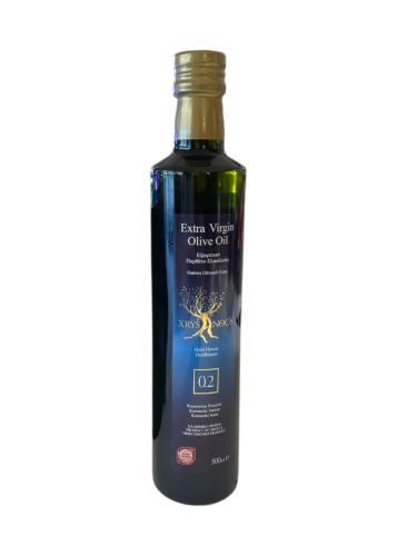 Huile d'olive CHRYSANTHOS AOP Mylopotamos 0,2 acidité 500 ml