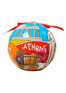 Boule de Nol avec symboles de Grce ATHENS diamtre 7 cm