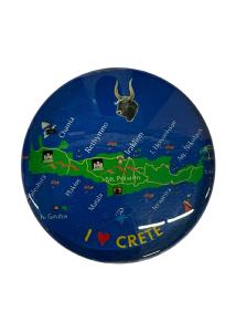 Magnet rond en verre "I Love Crete" - Diamètre 3,5 cm