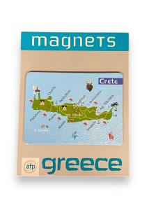 Magnet souvenir de Crète-Grèce "Carte île de Crète" 7,4x5,5 cm