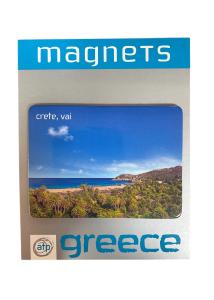 Magnet souvenir de Crète-Grèce "La palmeraie de Vai" 7,4x5,5 cm