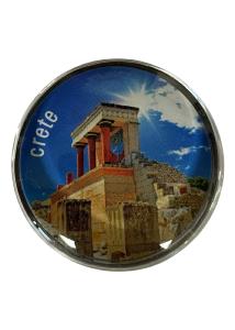 Magnet rond en verre "Ville de Knossos" - Diamtre 3,5 cm