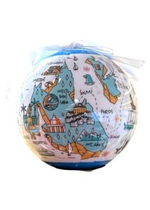 Boule de Noël grecque blanche et bleue KEFALONIA 7 cm