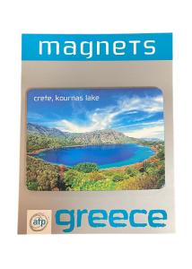 Magnet souvenir de Crète-Grèce "Lac Kournas" 7,4x5,5 cm