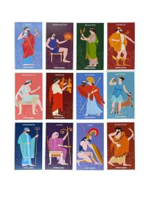 Set de 12 cartes postales - Dieux Grecs MEDITERRANEO 10.5X19 cm