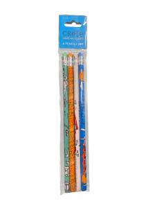 Lot de 4 crayons  papier  motifs crtois