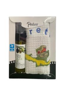 Coffret cadeau PESKESI "huile d'olive,serviette" 12x15 cm