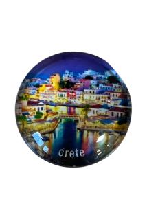 Magnet rond en verre "Crte-Grce" - Diamtre 3,5 cm